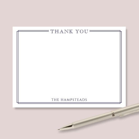 家族またはカップルエレガントのダークブルーありがとう ノートカード