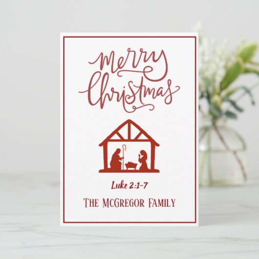 家族またはビジネス名出生メリークリスマス シーズンカード (スタンド正面)
