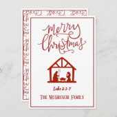 家族またはビジネス名出生メリークリスマス ノートカード (正面/裏面)