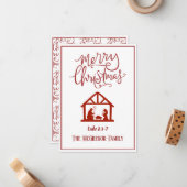 家族またはビジネス名出生メリークリスマス ノートカード (正面/裏面インサイチュ)
