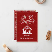 家族またはビジネス名出生メリークリスマス ノートカード (正面/裏面インサイチュ)