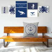 家族またはボート名ネイビーいかりロープソ航海のロ クッション