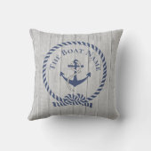 家族またはボート名ネイビーいかりロープ航海の アウトドアクッション (裏面)