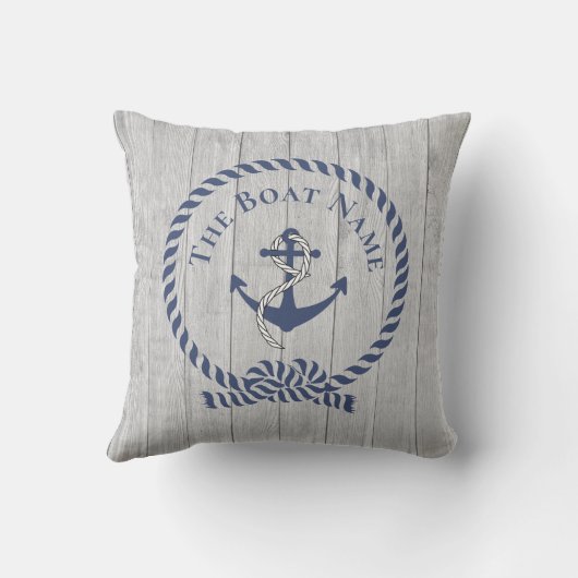 家族またはボート名ネイビーいかりロープ航海の アウトドアクッション (裏面)