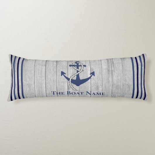 家族またはボート名ネイビーいかりロープ航海の ボディピロー (正面)