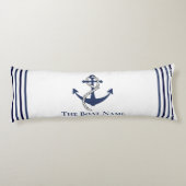 家族またはボート名ネイビーいかりロープ航海の ボディピロー (裏面)