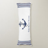 家族またはボート名ネイビーいかりロープ航海の ボディピロー (正面縦)