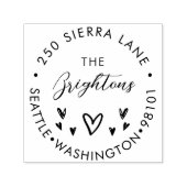 家族または勤務先の住所の手書きハート セルフインキングスタンプ (デザイン)