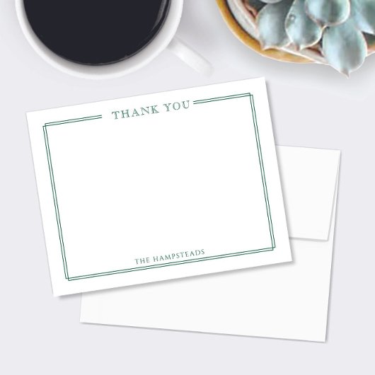 家族やカップルのエレガントハンターグリーン文房具 サンキューカード