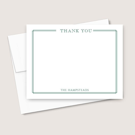 家族やカップルのエレガントハンターグリーン文房具 サンキューカード