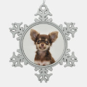 家族やペットの写真をスノーフレークオーナメントに追加 スノーフレークピューターオーナメント (正面)