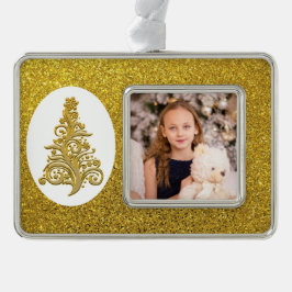 家族やペットの写真を金ゴールドグリッターに追加 シルバープレートフレームオーナメント
