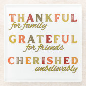 家族や友人に感謝する ガラスコースター (正面)