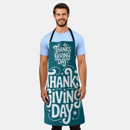 家族や友祝人との感謝祭 エプロン (着用した状態)