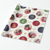 家族よくはしゃぐ写真コラージュのクリスマスホワイト ラッピングペーパー (アンロールド)