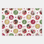 家族よくはしゃぐ写真コラージュのクリスマス ラッピングペーパーシート (正面3)