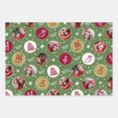 家族よくはしゃぐ写真コラージュのクリスマス ラッピングペーパーシート (正面2)