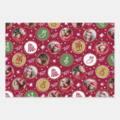 家族よくはしゃぐ写真コラージュのクリスマス ラッピングペーパーシート (正面)