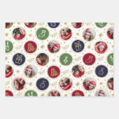 家族よくはしゃぐ写真コラージュのクリスマス ラッピングペーパーシート (正面3)