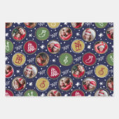 家族よくはしゃぐ写真コラージュのクリスマス ラッピングペーパーシート (正面)