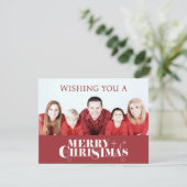 家族をテーマにした赤いメリークリスマスウィッシュデザイン シーズンカード (スタンド正面)