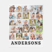 家族を作るカスタムかわいい25枚の写真コラージュ フリースブランケット (正面)