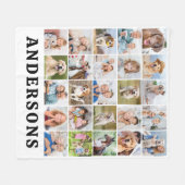 家族を作るカスタムかわいい25枚の写真コラージュ フリースブランケット (正面(横))