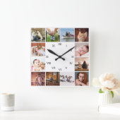 家族を殺す | 12フォトコラージュのローマ数字 スクエア壁時計 (ホーム)