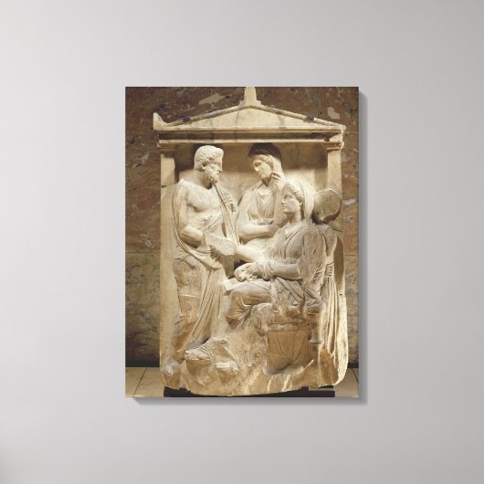家族を示すPhainipposとMnesarete墓石 キャンバスプリント (正面)