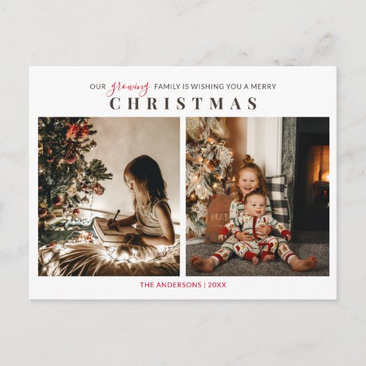 家族を育てる2子供たち写真メリークリスマス ポストカード (正面)