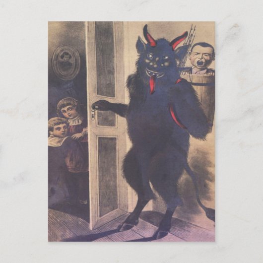 家族を集めるKrampus シーズンポストカード (正面)