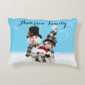 家族を雪だるま アクセントクッション (裏面)