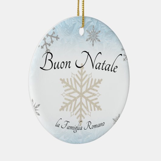 家族イタリアンブオンナターレクリスマススノーフレーク セラミックオーナメント (右)