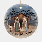 家族イタリアン名ブオンナターレ出生シーン セラミックオーナメント (裏面)