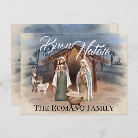 家族イタリアン名ブオンナターレ出生シーン ポストカード (正面/裏面)