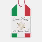家族イタリアン名ブオンナターレ国旗とスノーフレーク ギフトタグ (裏面)