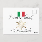 家族イタリアン名ブオンナターレ国旗とスノーフレーク ポストカード (裏面)