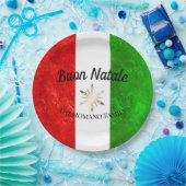 家族イタリアン名ブオンナターレ国旗のクリスマス ペーパープレート (パーティー)