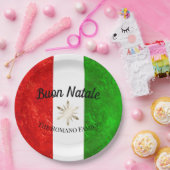 家族イタリアン名ブオンナターレ国旗のクリスマス ペーパープレート (パーティー)