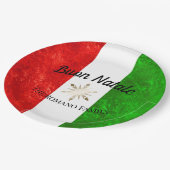 家族イタリアン名ブオンナターレ国旗のクリスマス ペーパープレート (アングル)