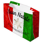 家族イタリアン名ブオンナターレ国旗のクリスマス ラージペーパーバッグ (裏面アングル)