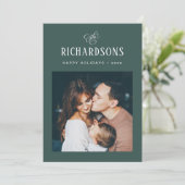 家族エレガントの写真と名前 |ハッピーホリデー シーズンカード (スタンド正面)