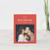 家族エレガントの写真と名前 |ハッピーホリデー シーズンカード (正面)