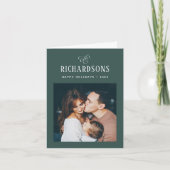 家族エレガントの写真と名前 |ハッピーホリデー シーズンカード (正面)