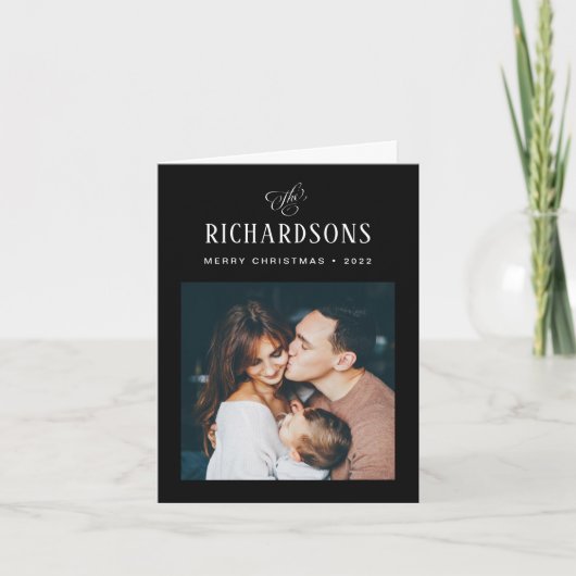 家族エレガントの写真と名前 |メリークリスマス シーズンカード (正面)