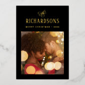 家族エレガントの写真と名前 |メリークリスマス 箔シーズンカード (正面)