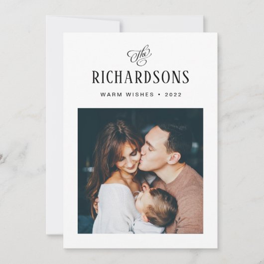 家族エレガントの写真と名前 | Warm Wishes シーズンカード (正面)