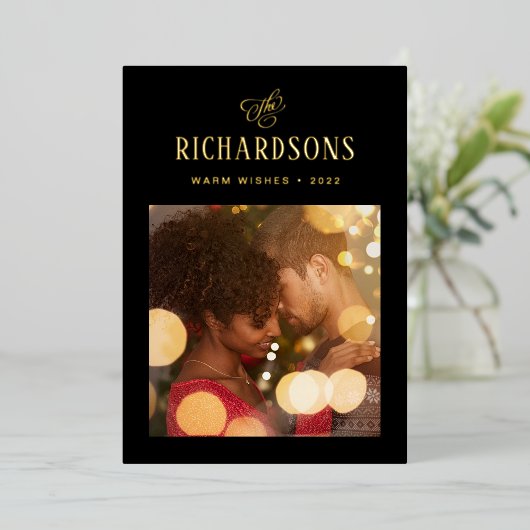 家族エレガントの写真と名前 | Warm Wishes 箔シーズンカード (立ち正面)