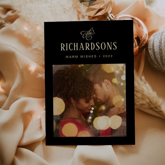 家族エレガントの写真と名前 | Warm Wishes 箔シーズンカード