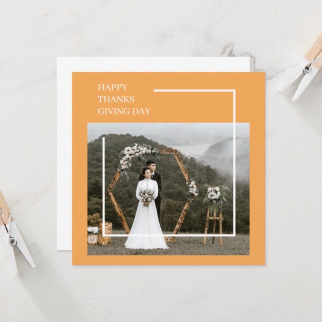 家族エレガントの写真と幸せな感謝祭 (正面/裏面インサイチュ)